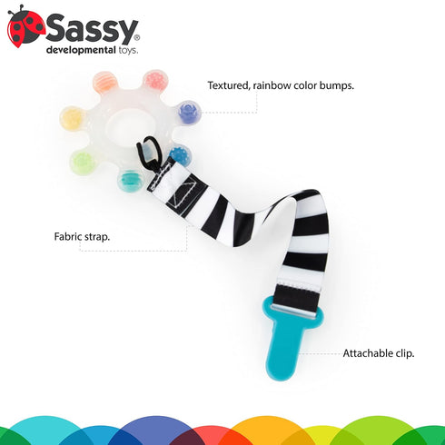 Rainbow Star Teether with Keeper | Textured Silicone Teether for Teething | ages 3+ Months and Up...